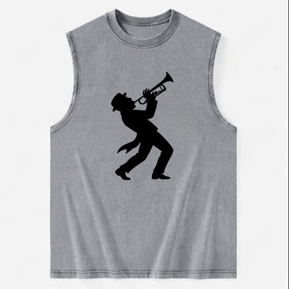 Trumpet player hitting high note - Vintage Washed Tank - Grey