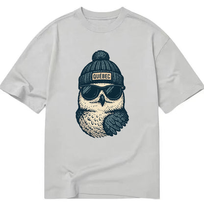 Quebec City Snowy Owl wearing Quebec bea - Classic T-shirt - Grey