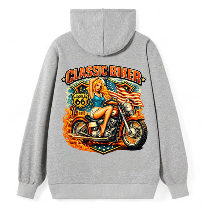 Classic Pinup Biker - Classic Pullover Hoodie - Grey