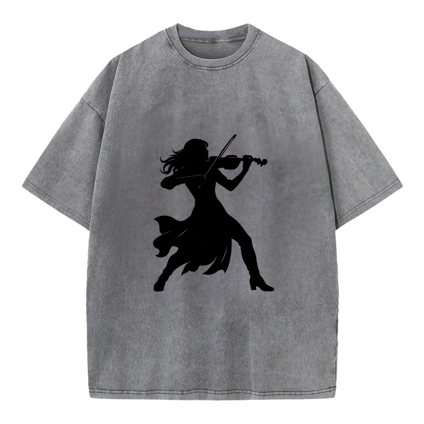 Violinist performing dramatic pose - Vintage T-shirt - Grey