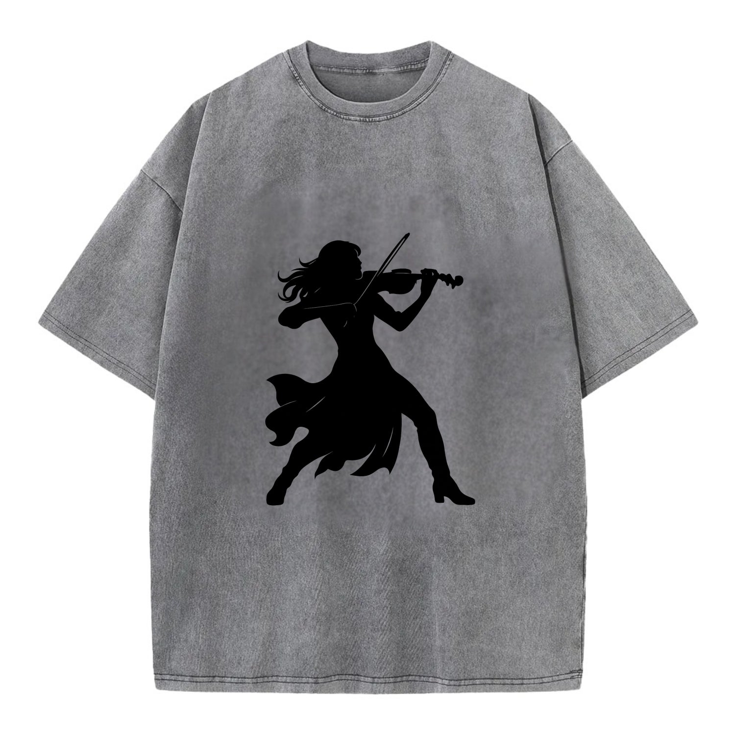 Violinist performing dramatic pose - Vintage T-shirt - Grey