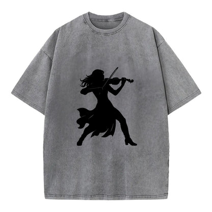 Violinist performing dramatic pose - Vintage T-shirt - Grey
