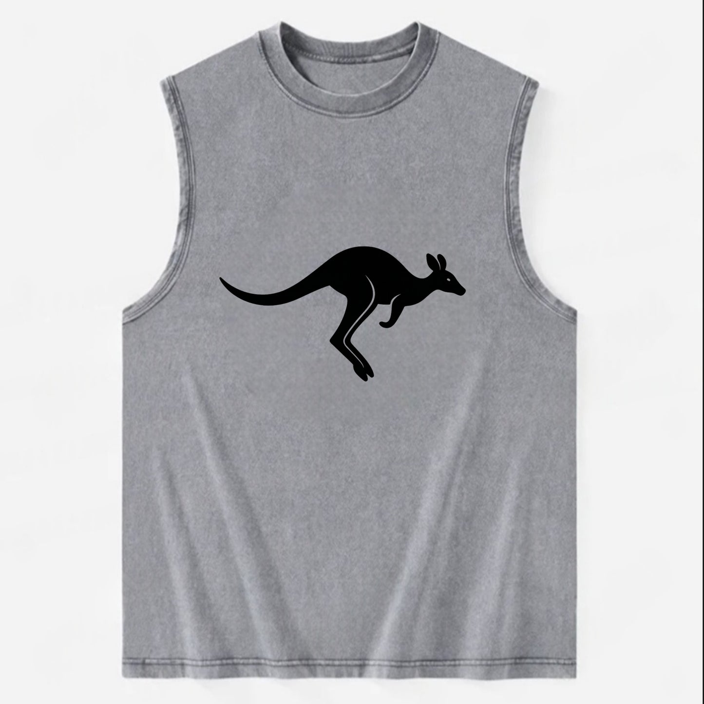 Kangaroo leaping across outback - Vintage Washed Tank - Grey