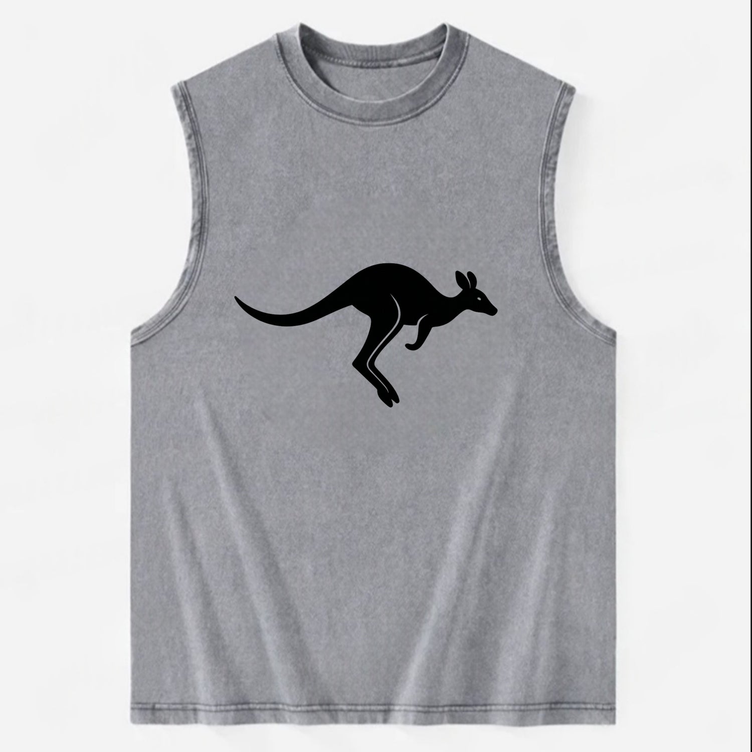 Kangaroo leaping across outback - Vintage Washed Tank - Grey