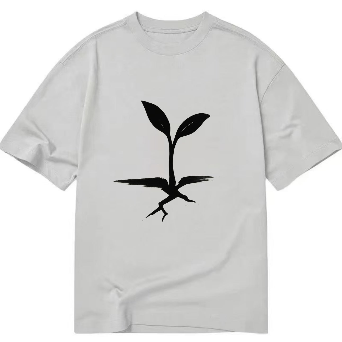 Seedling breaking through concrete - persistence ink brushstrokes - Classic T-shirt - Grey