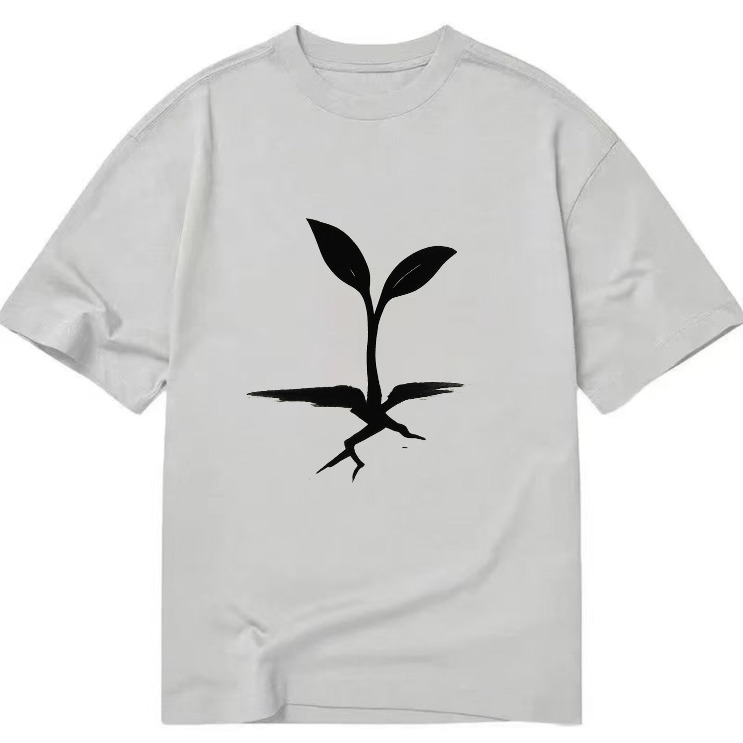 Seedling breaking through concrete - persistence ink brushstrokes - Classic T-shirt - Grey