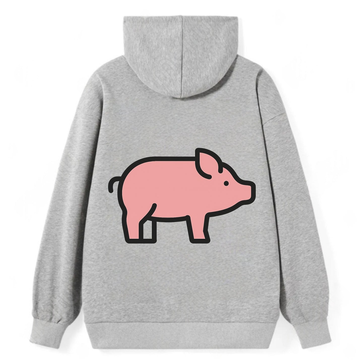 Pig - Pink farm pig flat side profile - Classic Pullover Hoodie - Grey