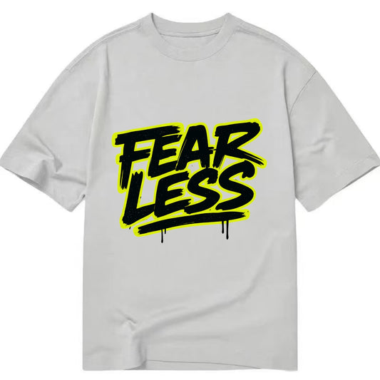Bold typography design - "FEARLESS" - courage, bravery, facing challenges head on - Classic T-shirt - Grey