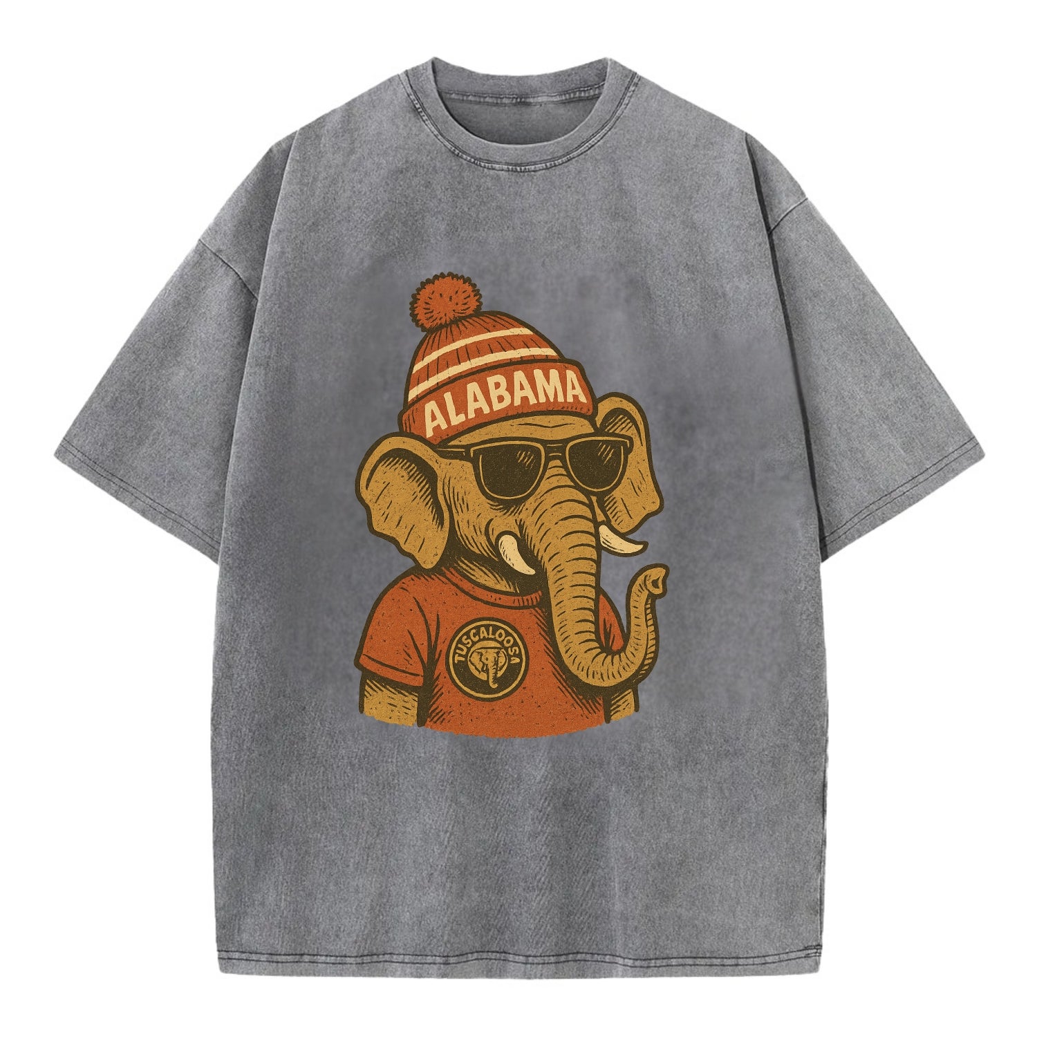 Tuscaloosa Crimson Elephant wearing Alab - Vintage T-shirt - Grey