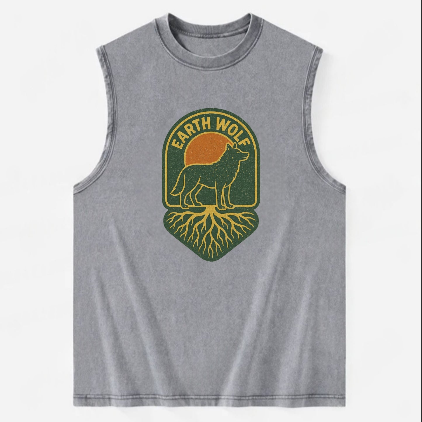 Earth Wolf Roots  - Vintage Washed Tank - Grey