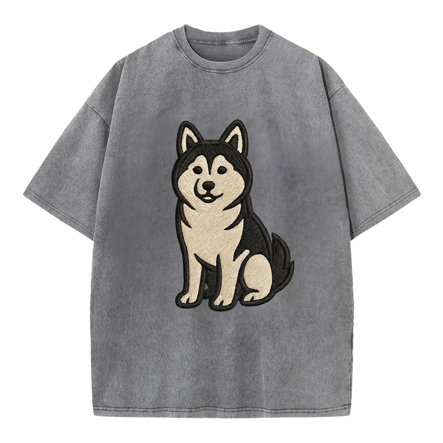 Pomsky - Pomeranian-Husky mix sitting po Vintage T-shirt - Grey