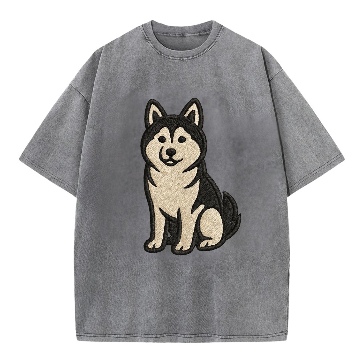 Pomsky - Pomeranian-Husky mix sitting po Vintage T-shirt - Grey