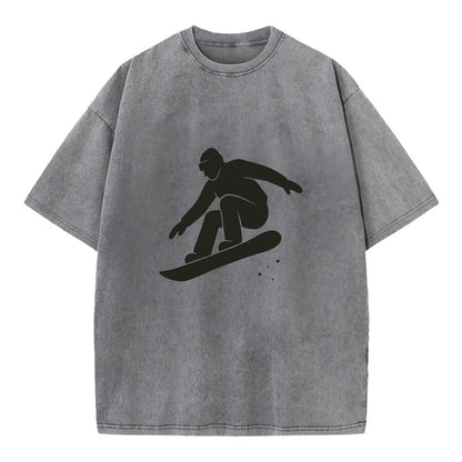 Snowboarder catching air off a jump - Vintage T-shirt - Grey
