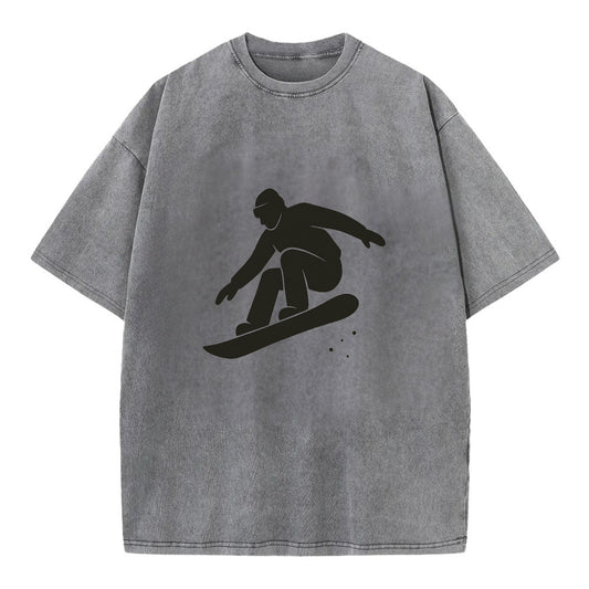 Snowboarder catching air off a jump - Vintage T-shirt - Grey