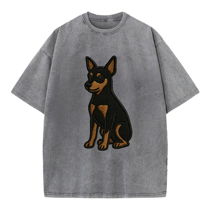 Miniature Pinscher - Black and tan sitti Vintage T-shirt - Grey