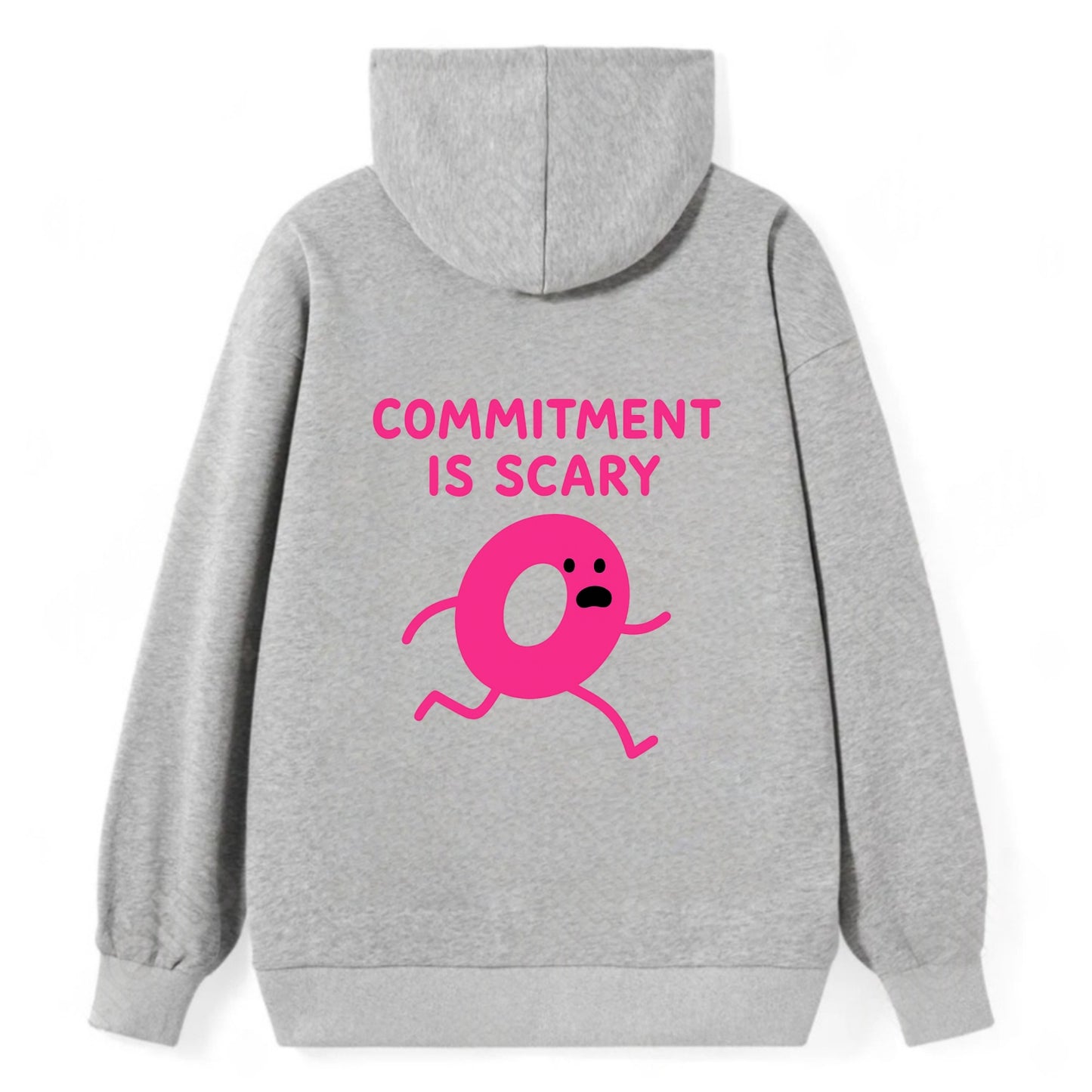COMMITMENT IS SCARY | Terrified ring running away - Classic Pullover Hoodie - Grey