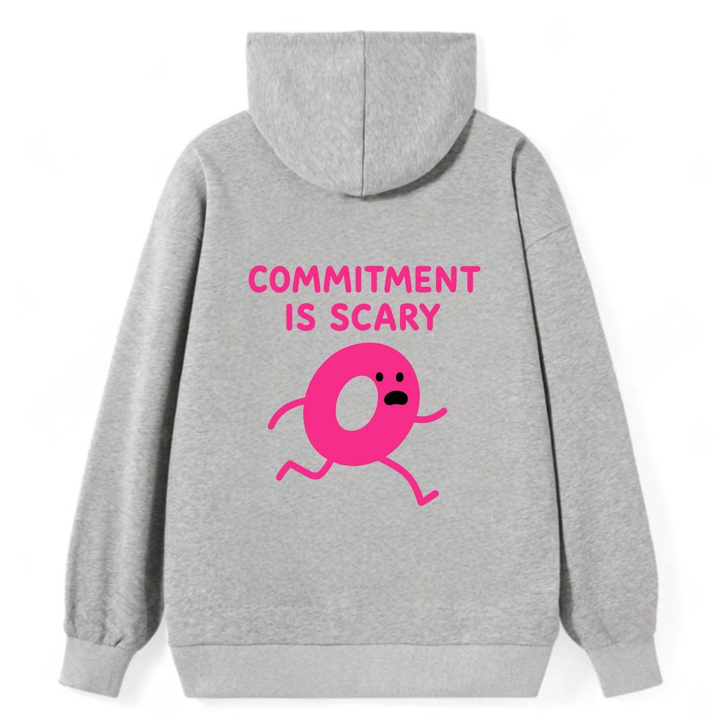 COMMITMENT IS SCARY | Terrified ring running away - Classic Pullover Hoodie - Grey