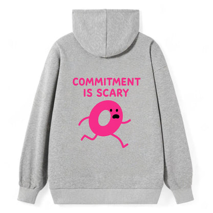 COMMITMENT IS SCARY | Terrified ring running away - Classic Pullover Hoodie - Grey