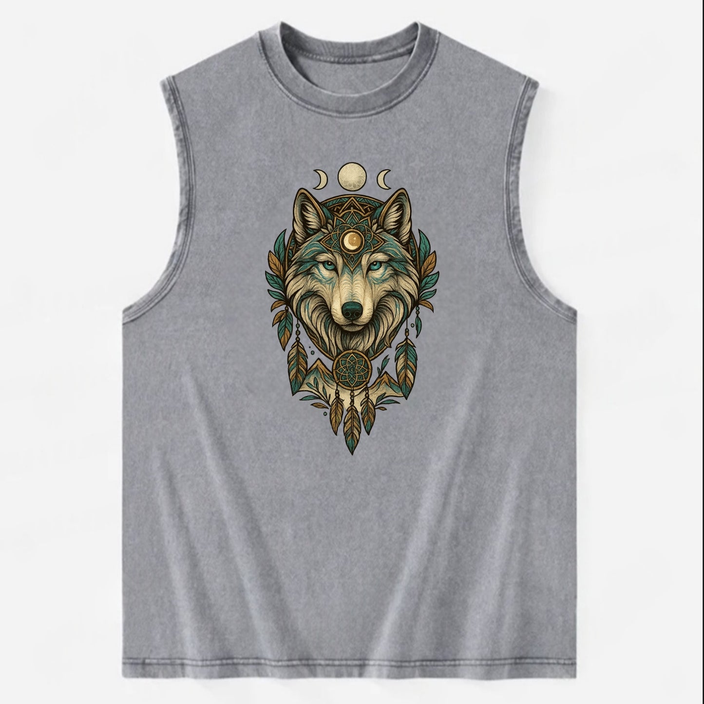 Pearl Wolf Shimmer  - Vintage Washed Tank - Grey