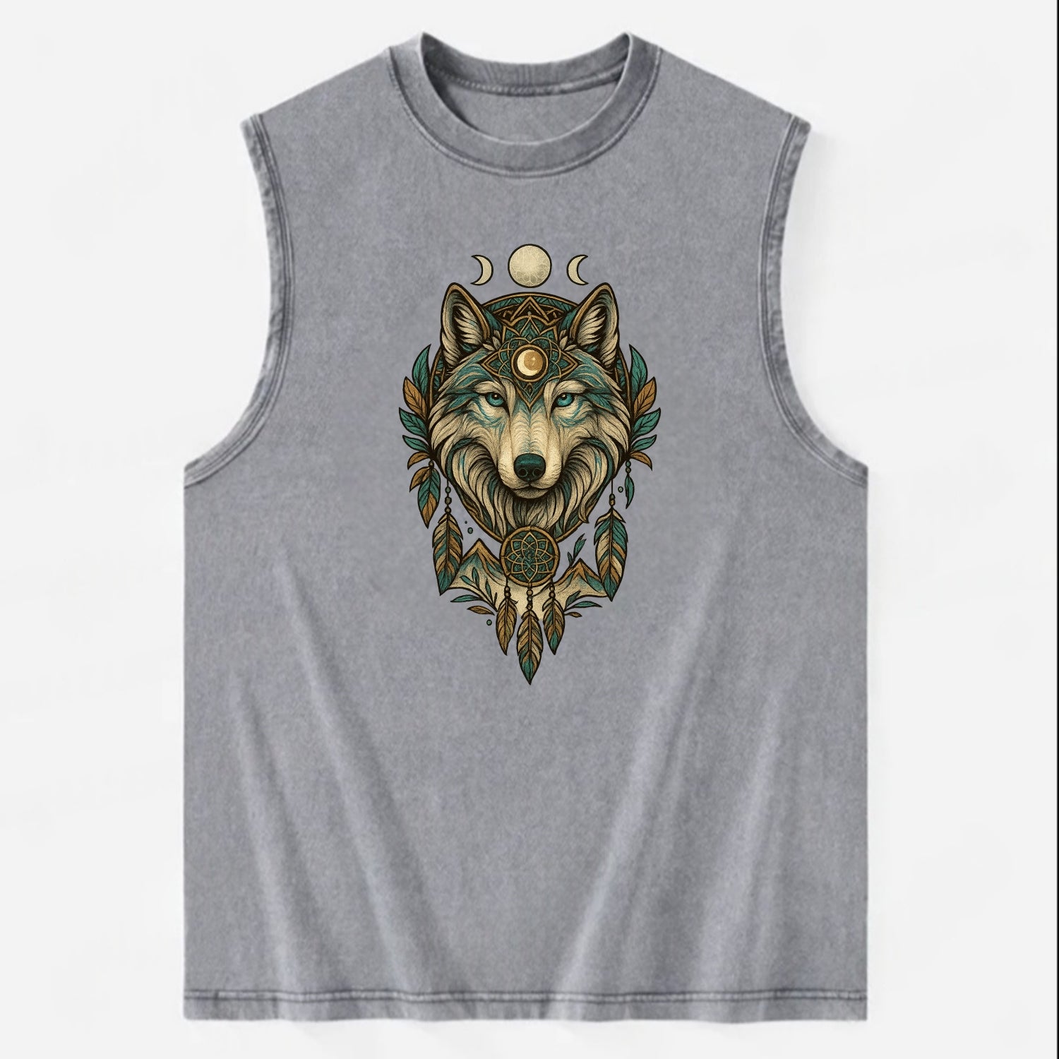 Pearl Wolf Shimmer  - Vintage Washed Tank - Grey