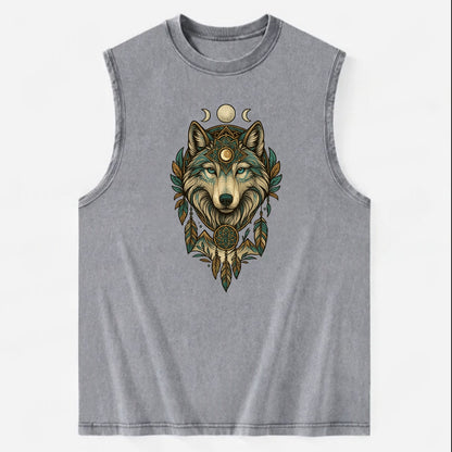 Pearl Wolf Shimmer  - Vintage Washed Tank - Grey