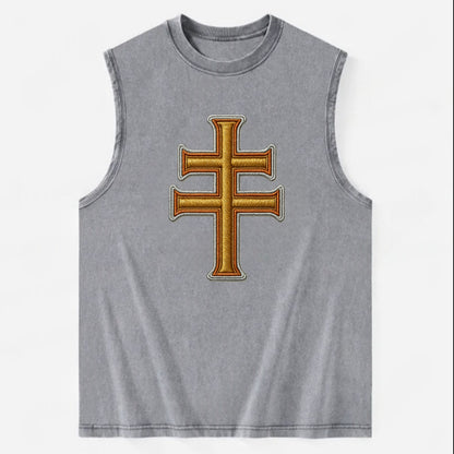Patriarchal Cross - Vintage Washed Tank - Grey