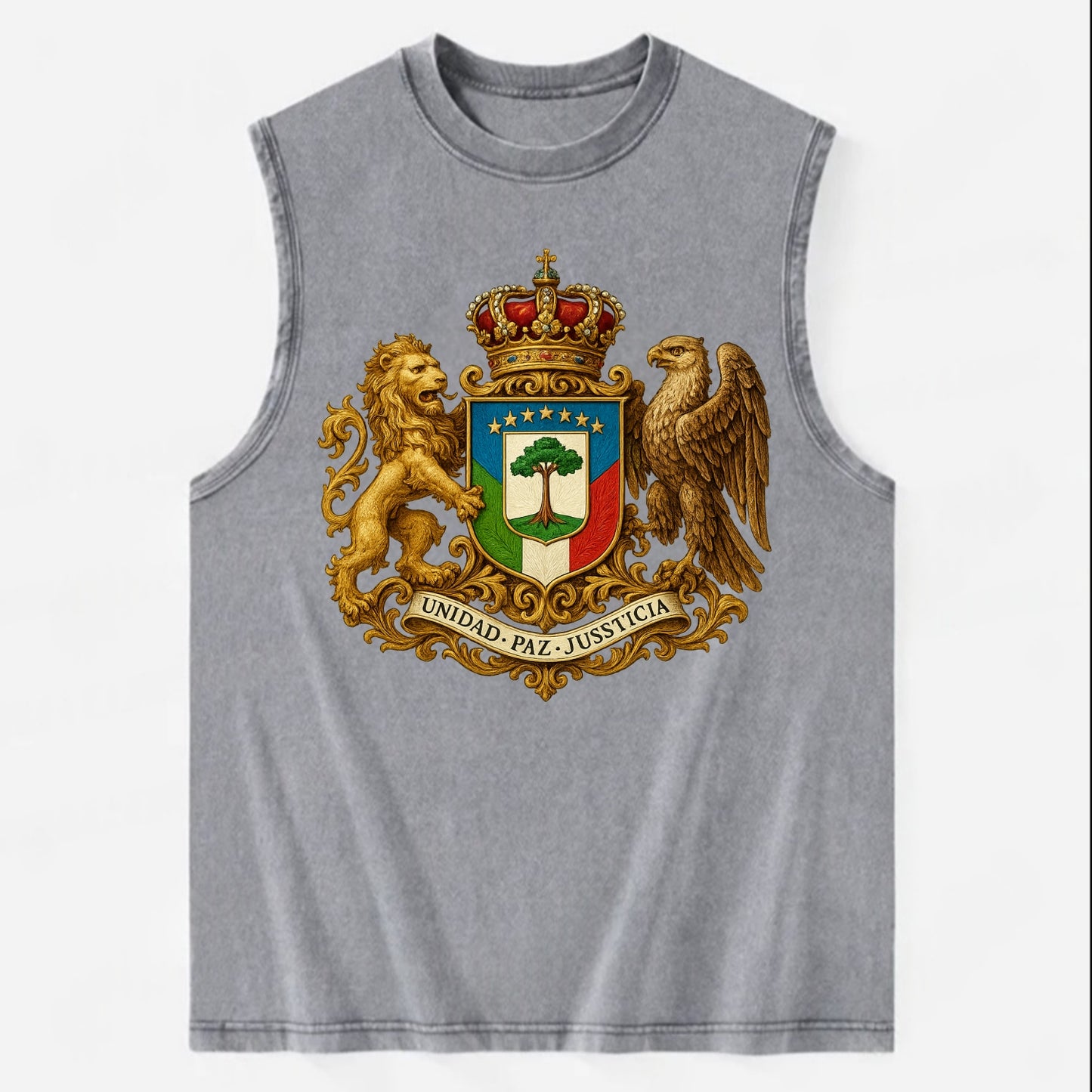 Equatorial Guinea Silk Cotton Tree Emblem - Vintage Washed Tank - Grey