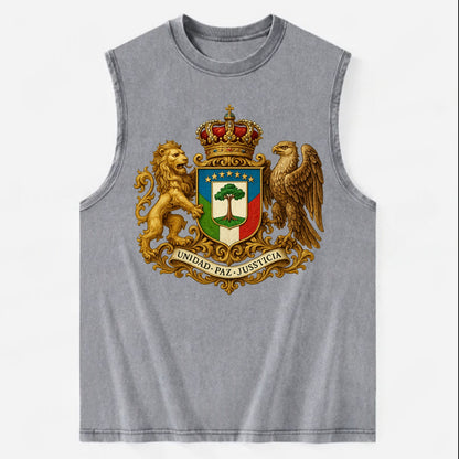 Equatorial Guinea Silk Cotton Tree Emblem - Vintage Washed Tank - Grey