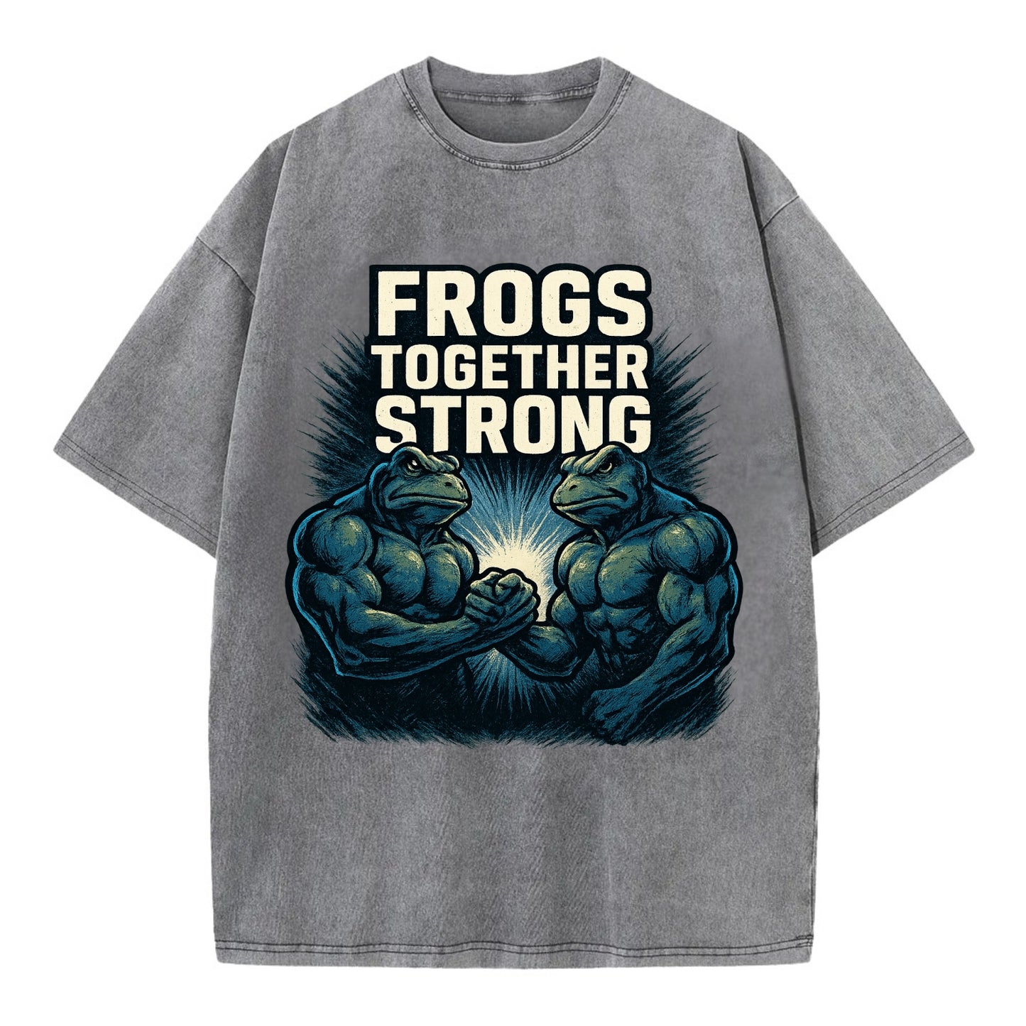 Frogs Together Strong 4 - Vintage T-shirt - Grey