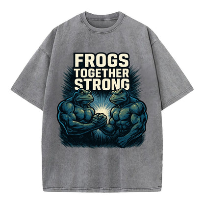 Frogs Together Strong 4 - Vintage T-shirt - Grey