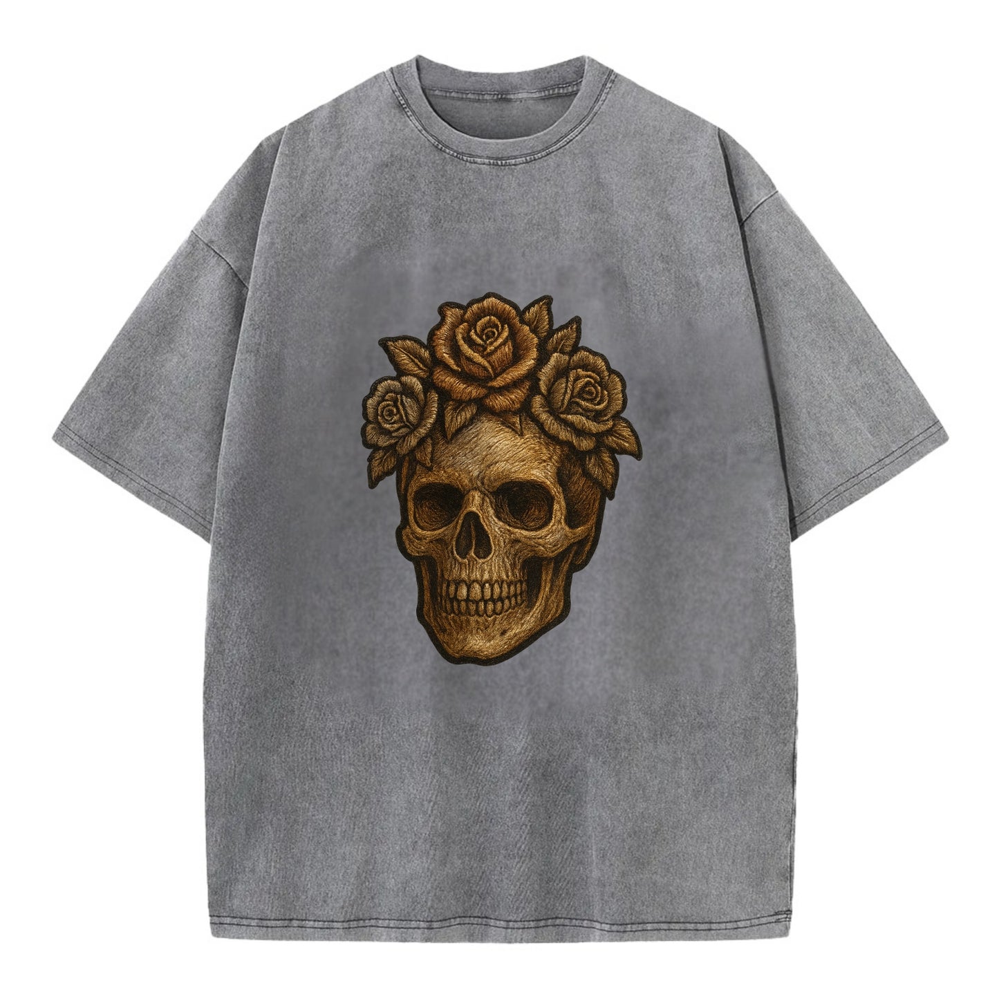 Skull and Roses  - Vintage T-shirt - Grey