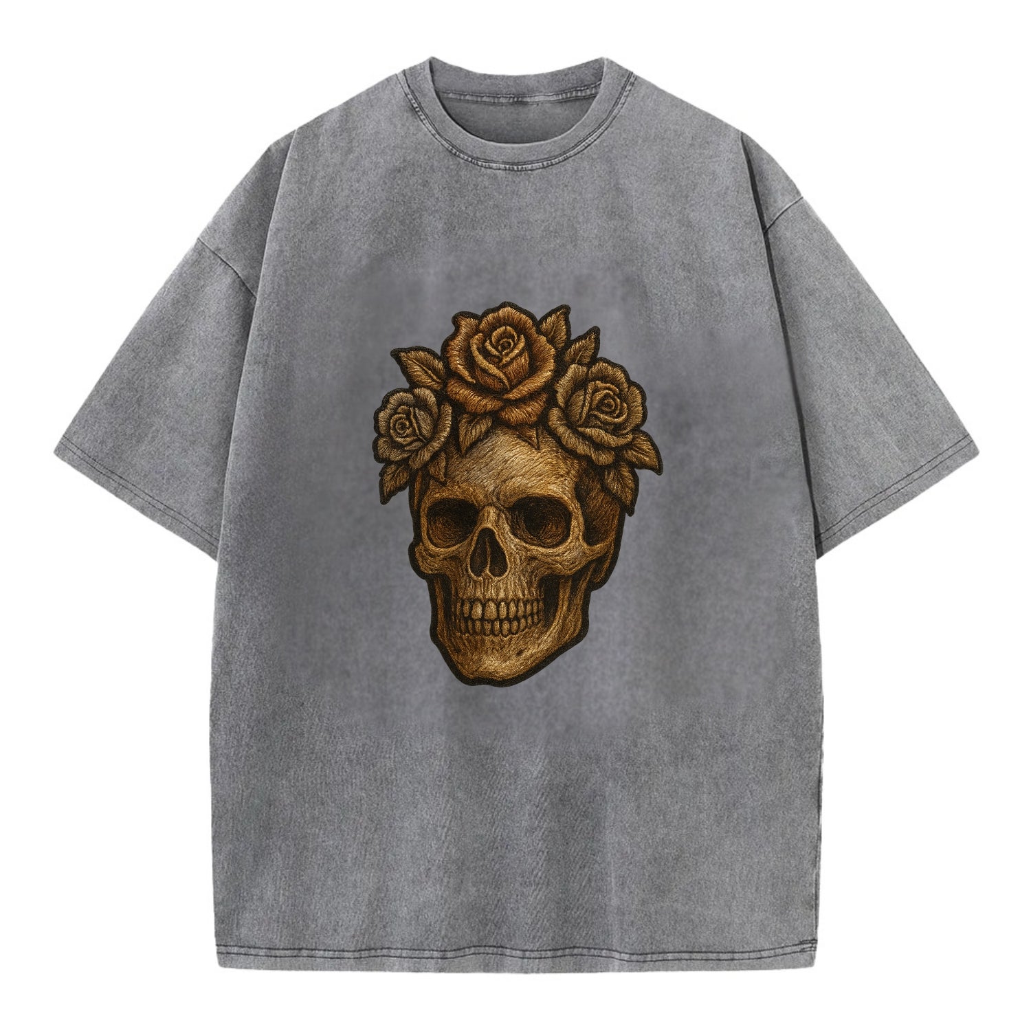Skull and Roses  - Vintage T-shirt - Grey