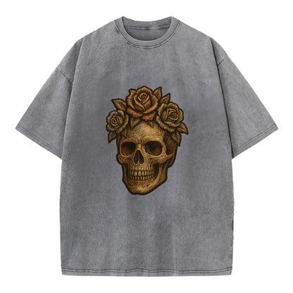 Skull and Roses  - Vintage T-shirt - Grey