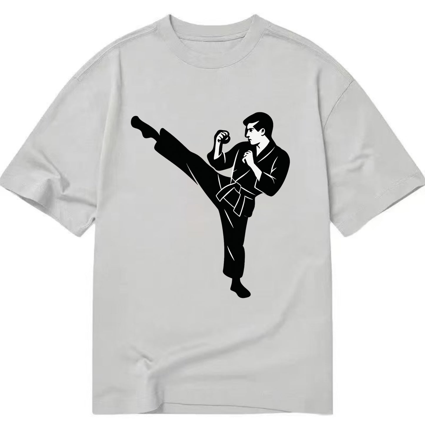 Martial artist performing a high kick - Classic T-shirt - Grey