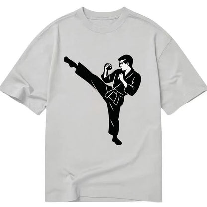 Martial artist performing a high kick - Classic T-shirt - Grey