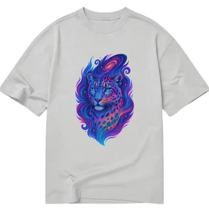 Majestic snow leopard with rainbow gradient spots, crystalline flowing patterns, - Classic T-shirt - Grey