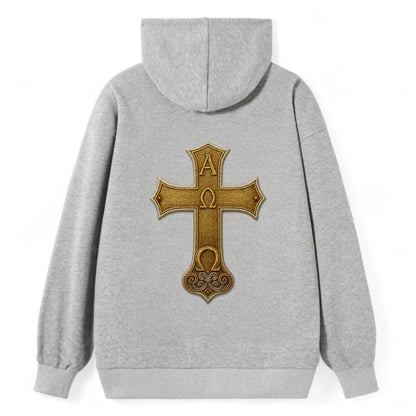Alpha Omega Cross  - Classic Pullover Hoodie - Grey