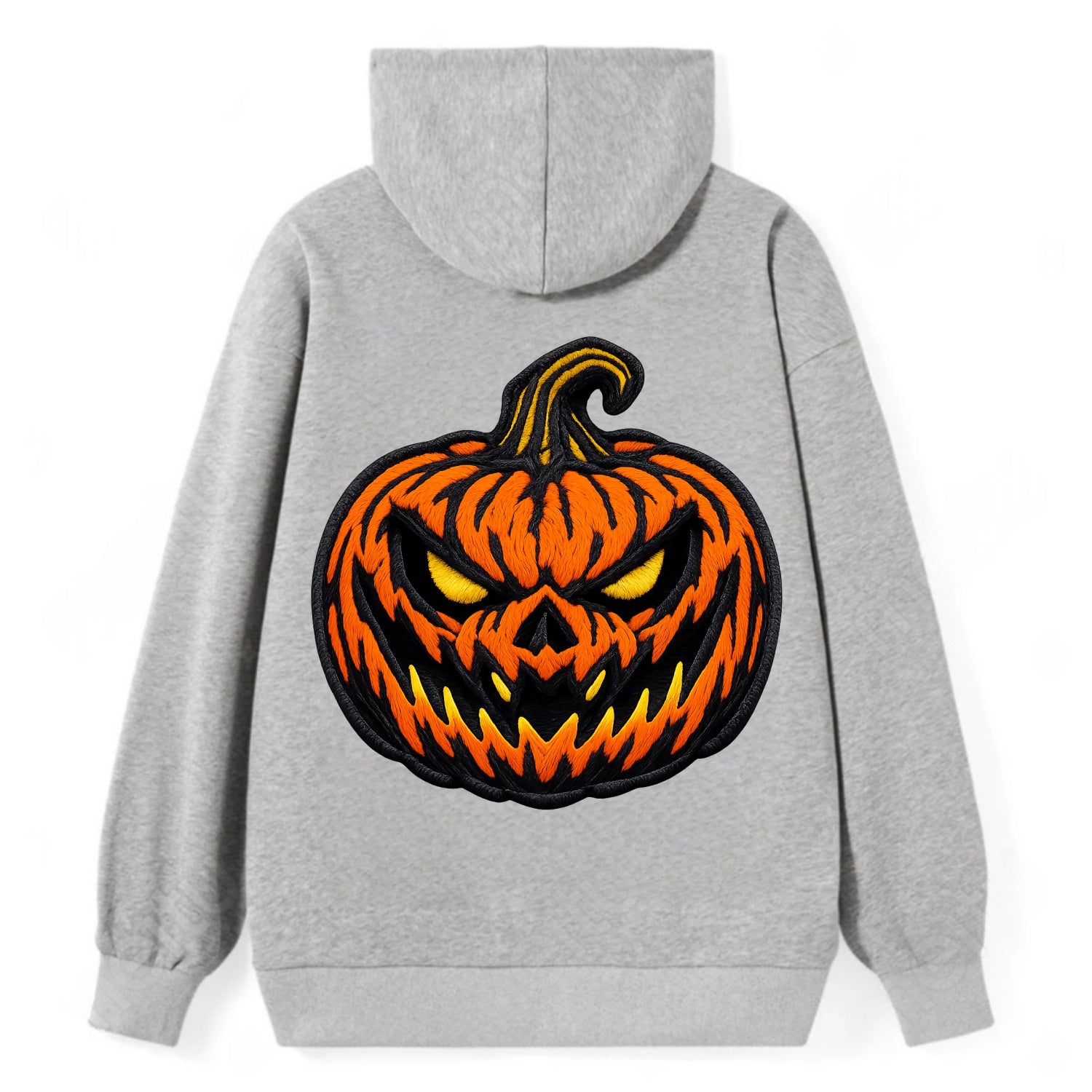 HALLOWEEN PUMPKIN - jack o lantern in orange and black , spooky - Classic Pullover Hoodie - Grey
