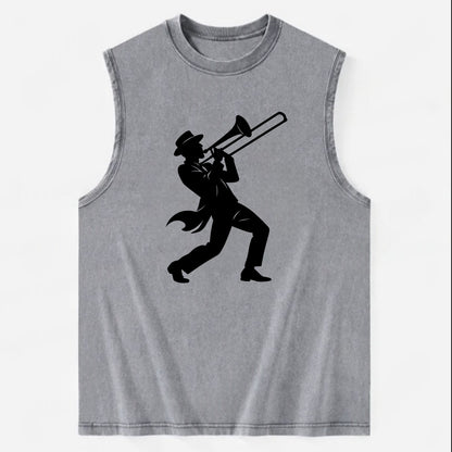 Trombone player jazz improvisation - Vintage Washed Tank - Grey