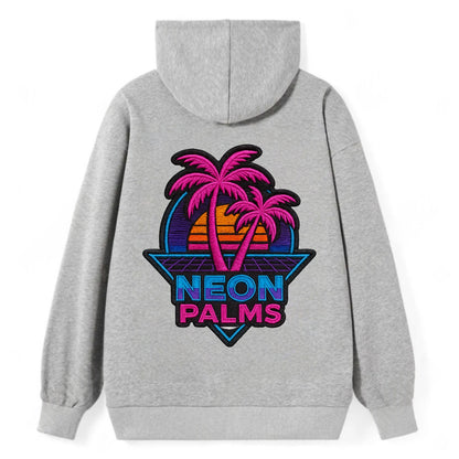 Neon Palms - Classic Pullover Hoodie - Grey