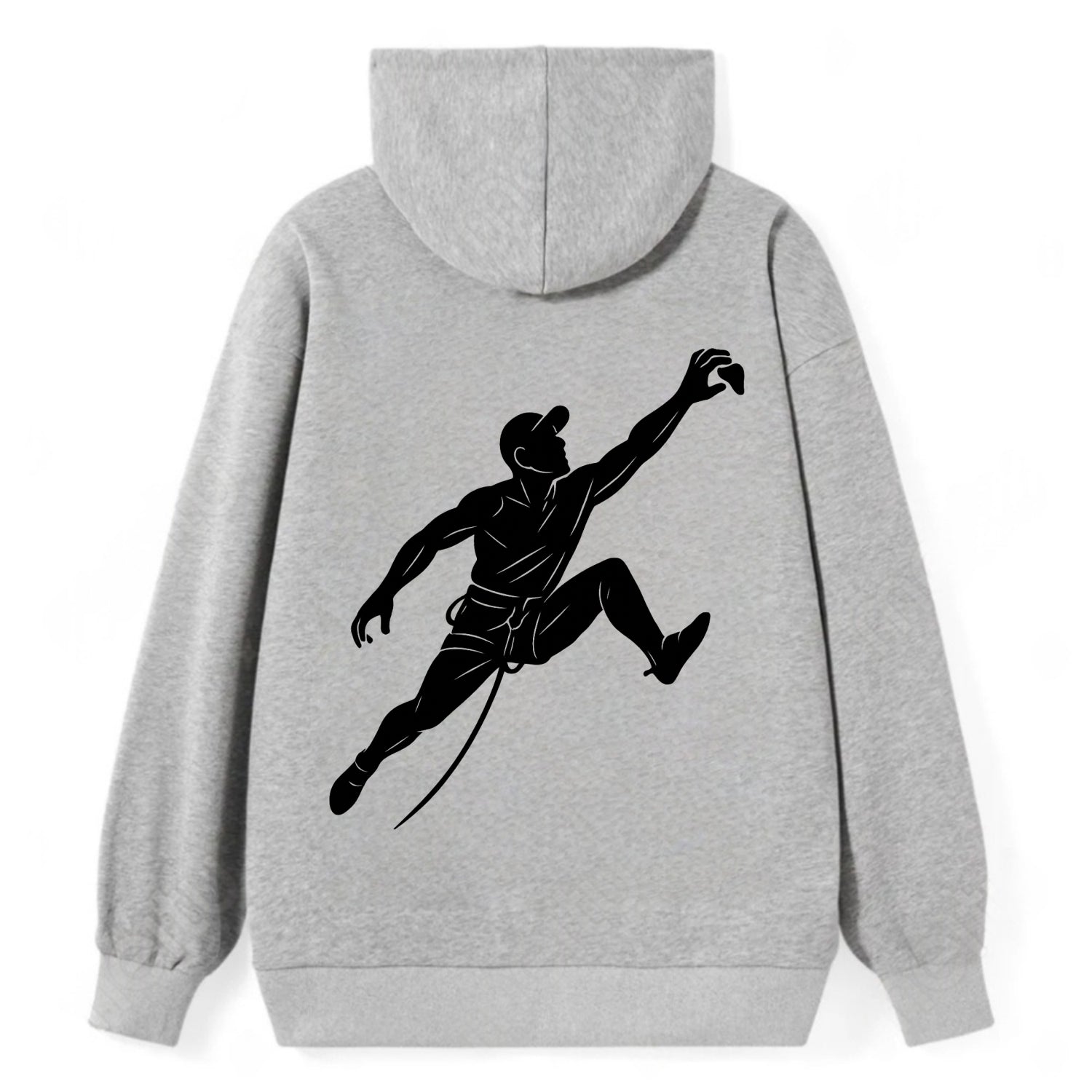 Rock wall climber reaching hold - Classic Pullover Hoodie - Grey