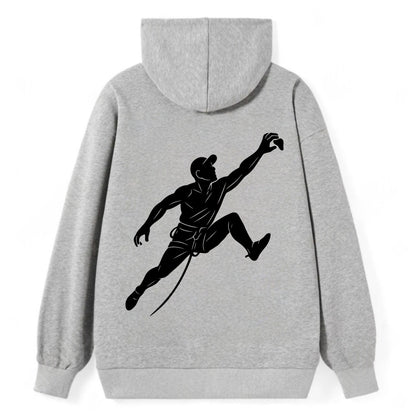 Rock wall climber reaching hold - Classic Pullover Hoodie - Grey