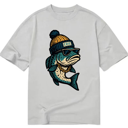 Erie Lake Trout wearing Erie beanie with - Classic T-shirt - Grey