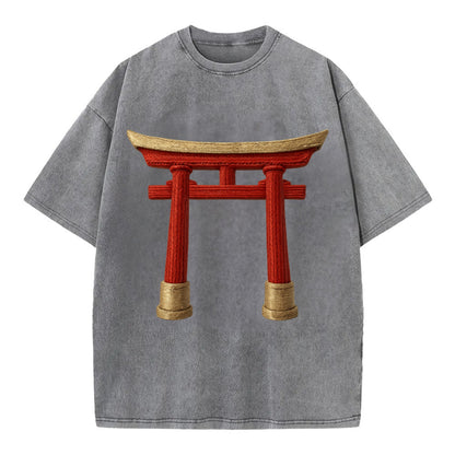 Japanese Torii Gate  - Vintage T-shirt - Grey