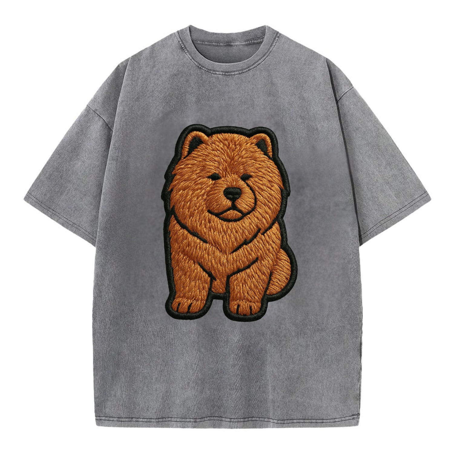 Chow Chow - Trendy lion-mane design with - Vintage T-shirt - Grey
