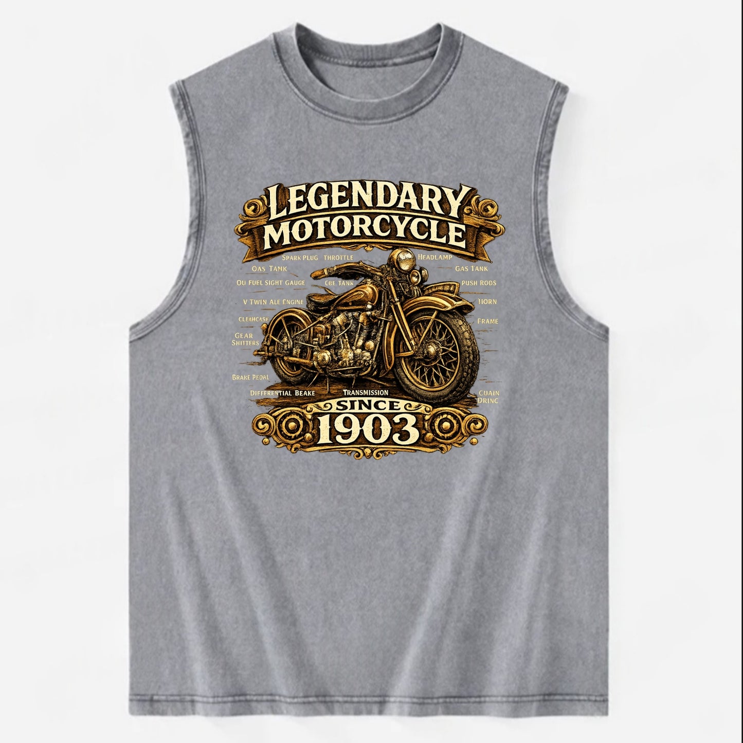 Legendary Motorcycle 1903 - Vintage Washed Tank - Grey