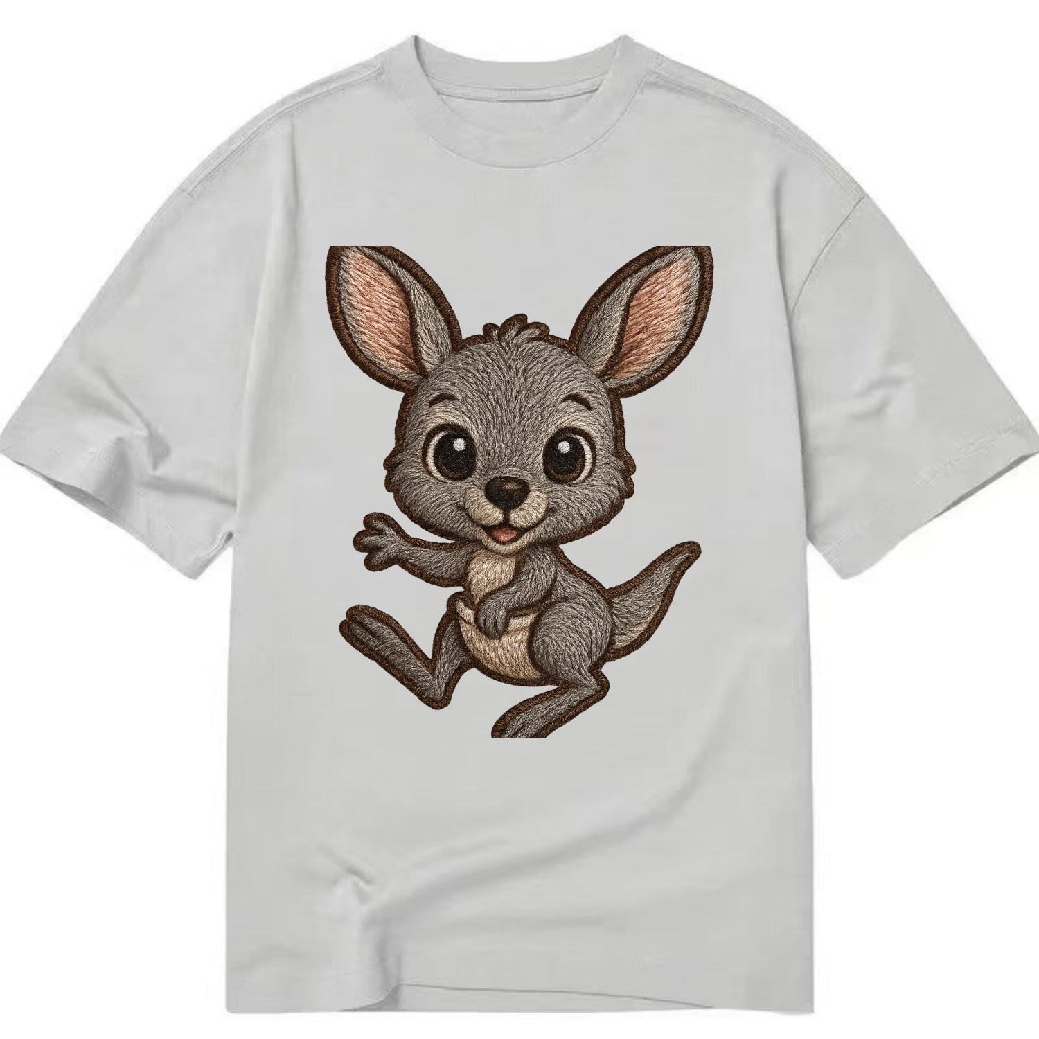 Baby Kangaroo Joey - gray fur, large ears, in pouch peek, bright eyes, - Classic T-shirt - Grey
