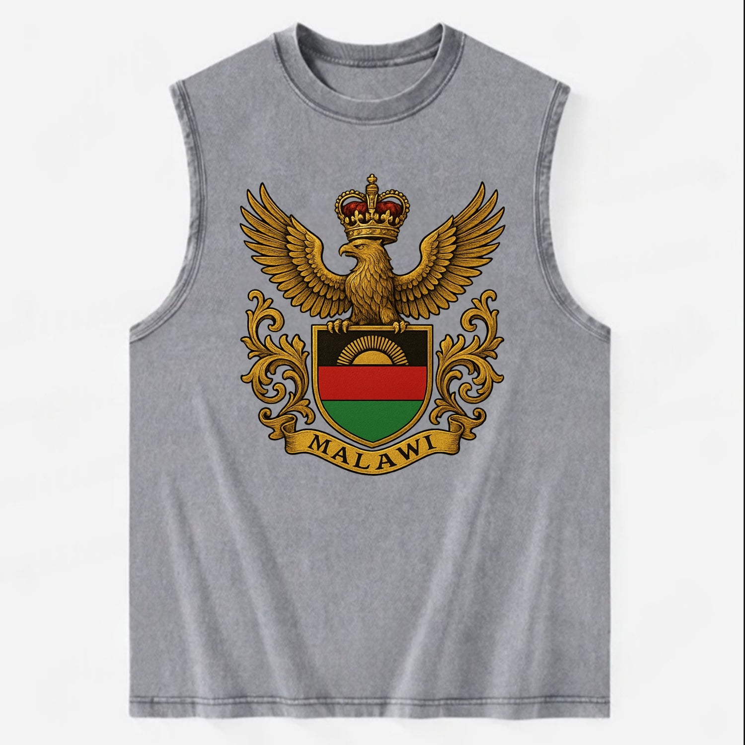 Malawi Royal Logo  - Vintage Washed Tank - Grey