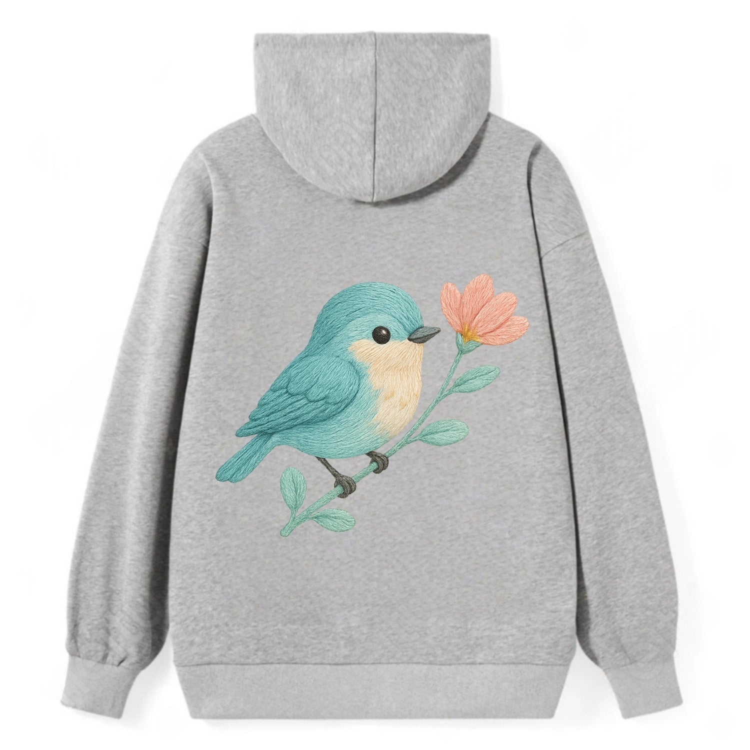 Aqua Chickadee - Classic Pullover Hoodie - Grey