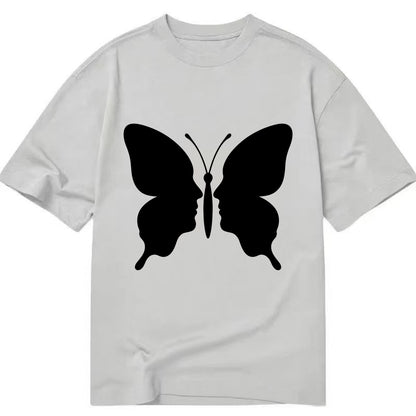 Butterfly wings - negative space reveals hidden faces or patterns - Classic T-shirt - Grey